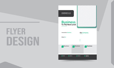 Business Flyer design template with circle graphic elements and space for photo background