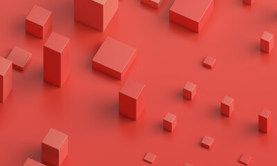 Fototapeta na wymiar Abstract 3d render, red geometric background design