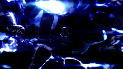 electric blue lighting transparent crystalline bulbs on black - abstract 3D illustration
