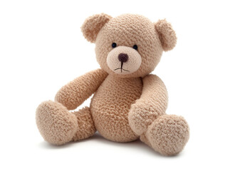 Fototapeta premium Cute teddy bear stuffed toy isolated on white, illustration generative AI