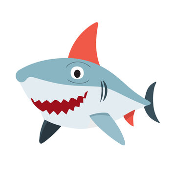 Shark icon. Image of a cute shark isolated on white. Vector illustration. Generated AI