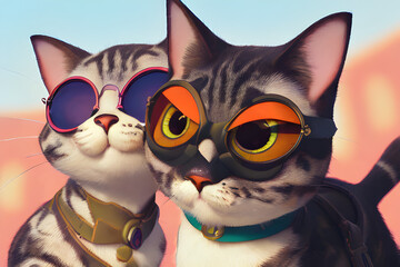 cat wearing sunglasses. Generative AI
