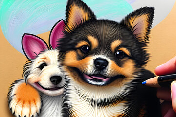 smiling puppy. Generative AI