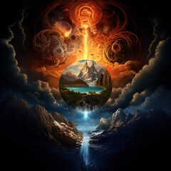 Climate Change - Earth is covered in the four major elements of wind, fire, earth, and water