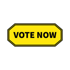 Vote Now In Yellow Color Hexagonal Rectangle Shape For Pick
