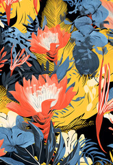 Generative AI : Floral Fusion: A Vibrant and Contemporary Collage of Modern Abstract Flowers"