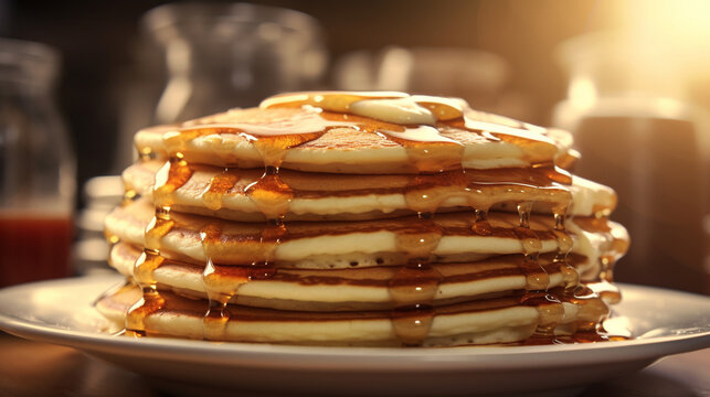 pancakes with honey HD 8K wallpaper Stock Photographic Image