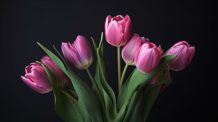 Obraz premium pink tulips HD 8K wallpaper Stock Photographic Image