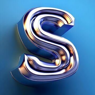 3d typography of the letter S with blue background Generative AI