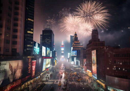 Fireworks in city