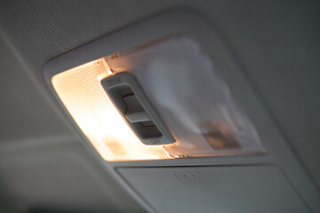 Close-up of cabin lights in the car interior