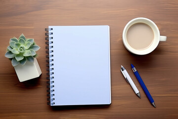 Mockup of a notebook on a table