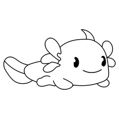 Axolotl amphibian cute vector character outline