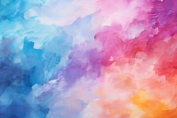 Fototapeta na wymiar Delicate watercolor painted background in multi-colors, rainbow smoke-like design