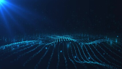 Abstract magical waves with glowing particles on the background of space stars and bright light.Sci-fi interesting unforgettable futuristic waves animation for presentation screensavers and greetings.