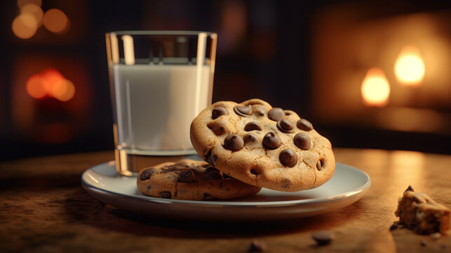 cookies and milk HD 8K wallpaper Stock Photographic Image