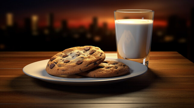 milk  and cookies HD 8K wallpaper Stock Photographic Image
