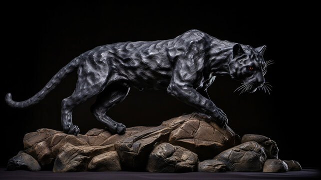 panther on black HD 8K wallpaper Stock Photographic Image
