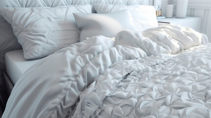Fototapeta na wymiar bed with pillows HD 8K wallpaper Stock Photographic Image