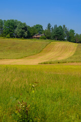 Farm on the road in the Canadian countryside in Quebec