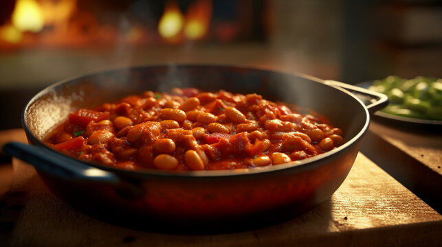 beans  in pan HD 8K wallpaper Stock Photographic Image