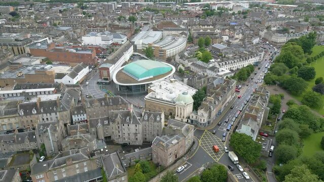 Aerial drone video of the city Perth in Scotland