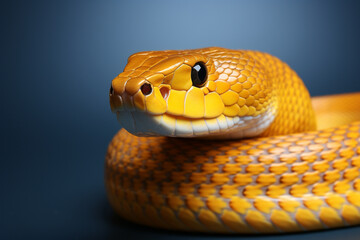 Close up portrait image of vibrant yellow snake