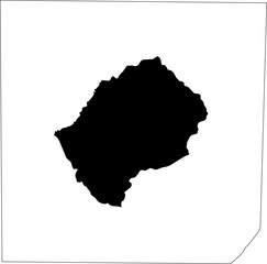 Map of an outline of the country of Lesotho highlighted in black isolated on a white background with the surrounding countries outlined