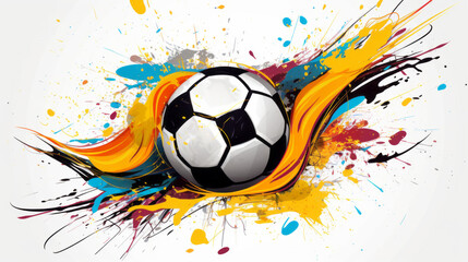 Design of a football sport ball in splash of colors art background