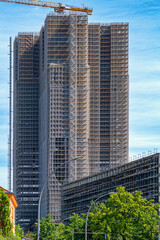 The Steglitzer Kreisel high-rise building in Berlin. Since the asbestos abatement in 2007, the high-rise building is closed and is being fundamentally renovated.  