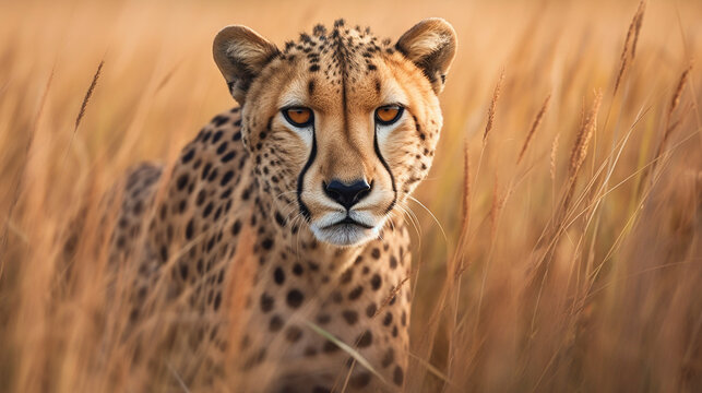 cheetah in the bush HD 8K wallpaper Stock Photographic Image