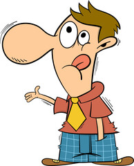 cartoon boy thinking vector illustration.