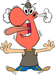 cartoon man eating hot pepper  vector illustration.