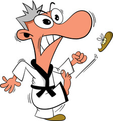cartoon karate male vector illustration.