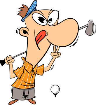 cartoon man wants to play golf vector illustration.