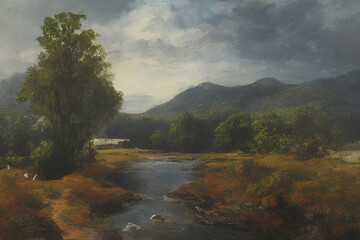 Countryside with a river on a cloudy day
Generative AI