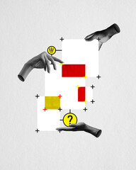 Contemporary art collage. Working on project, generating ideas, following professional steps for...