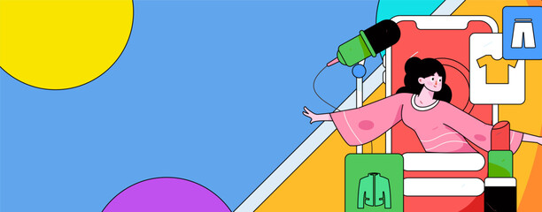 Holiday Shopping E-Commerce Online Shopping People Flat Vector Concept Operation Hand Drawn Illustration
