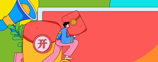 Holiday Shopping E-Commerce Online Shopping People Flat Vector Concept Operation Hand Drawn Illustration
