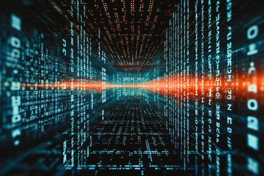 binary code with digital effects as a symbol of the global network and web, Generative AI