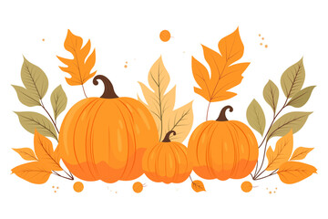 Beautiful orange pumpkins. Pumpkin day. Festival, pumpkin holiday. Autumn design. Vector illustration - obrazy, fototapety, plakaty