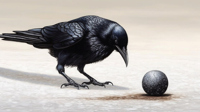 raven on the ground HD 8K wallpaper Stock Photographic Image