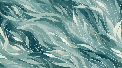 Green underwater seaweed seamless pattern background - obrazy, fototapety, plakaty