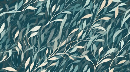 Green underwater seaweed seamless pattern background