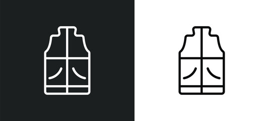anorak vest outline icon in white and black colors. anorak vest flat vector icon from winter collection for web, mobile apps and ui.