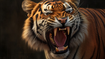 portrait of a tiger HD 8K wallpaper Stock Photographic Image