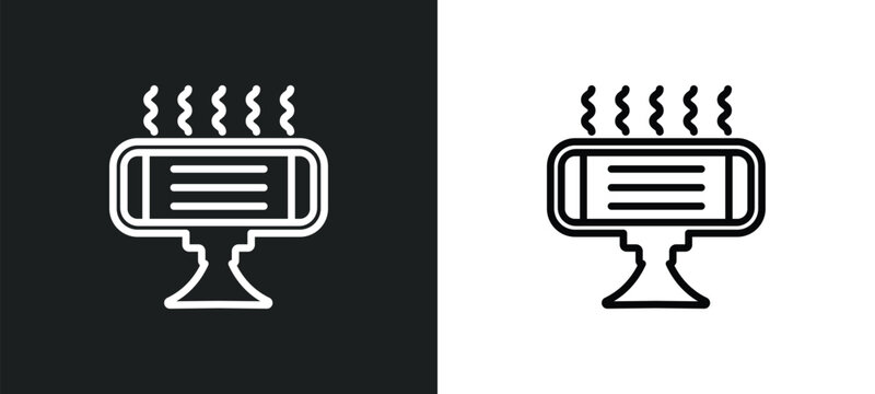 electric heater outline icon in white and black colors. electric heater flat vector icon from winter collection for web, mobile apps and ui.