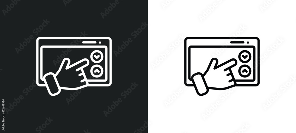Poster scrolling outline icon in white and black colors. scrolling flat vector icon from web hosting collec