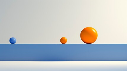orange ball isolated on blue background stock photo, in the style of overlapping shapes