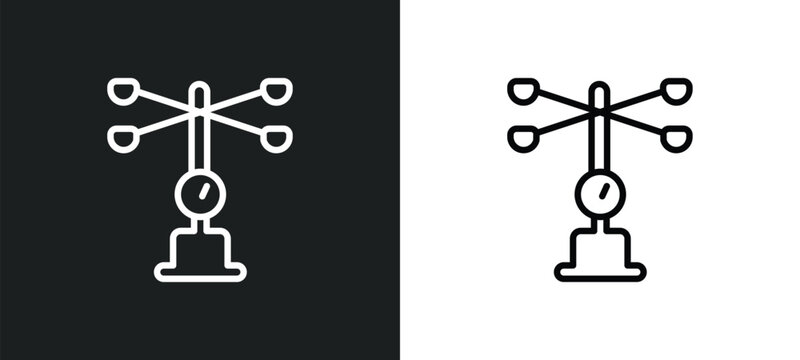anemometer outline icon in white and black colors. anemometer flat vector icon from weather collection for web, mobile apps and ui.